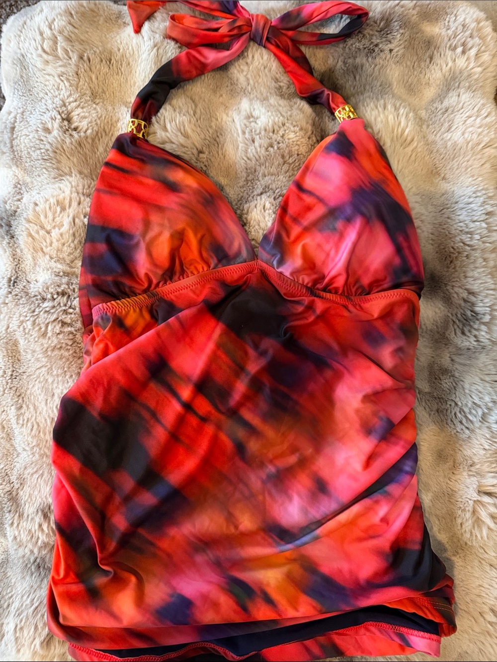 Helen Jon Tie-Dye Halter Tankini Top